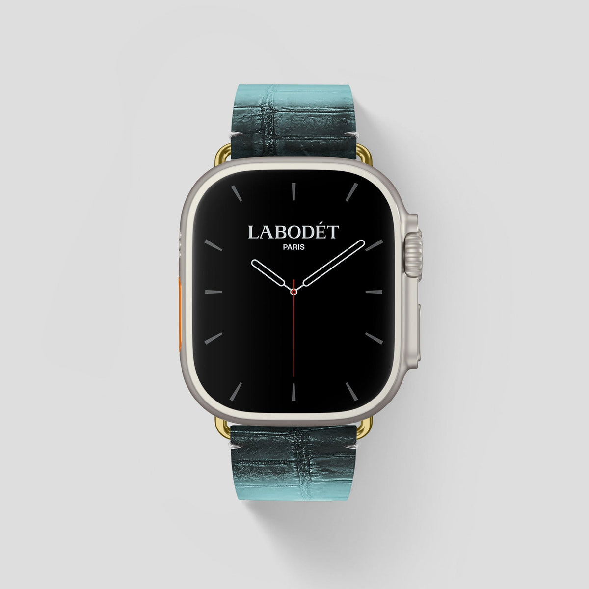 Light-Mint Apple Watch Ultra Classic Strap Himalayan Crocodile with Gold Metal -1 | Light-Mint-Gold