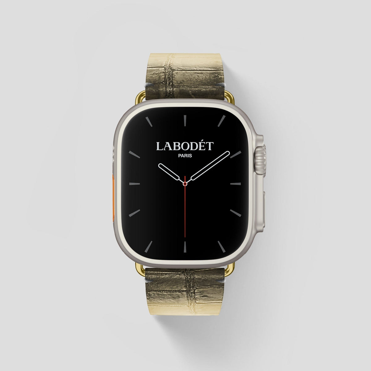 Natural Apple Watch Ultra Classic Strap Himalayan Crocodile with Gold Metal -1 | Natural-Gold