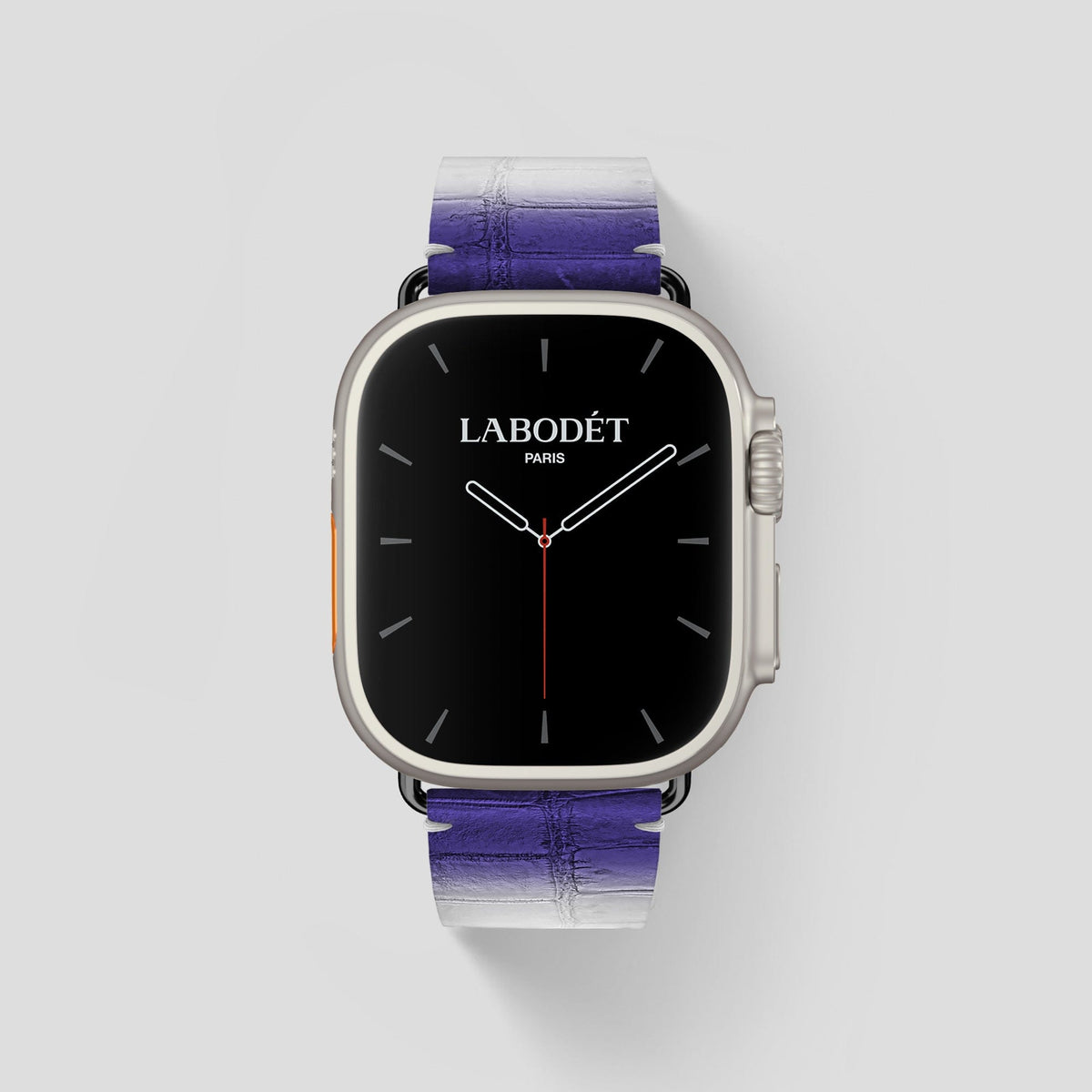 Purple Apple Watch Ultra Classic Strap Himalayan Crocodile with Black Metal -1 | Purple-Black