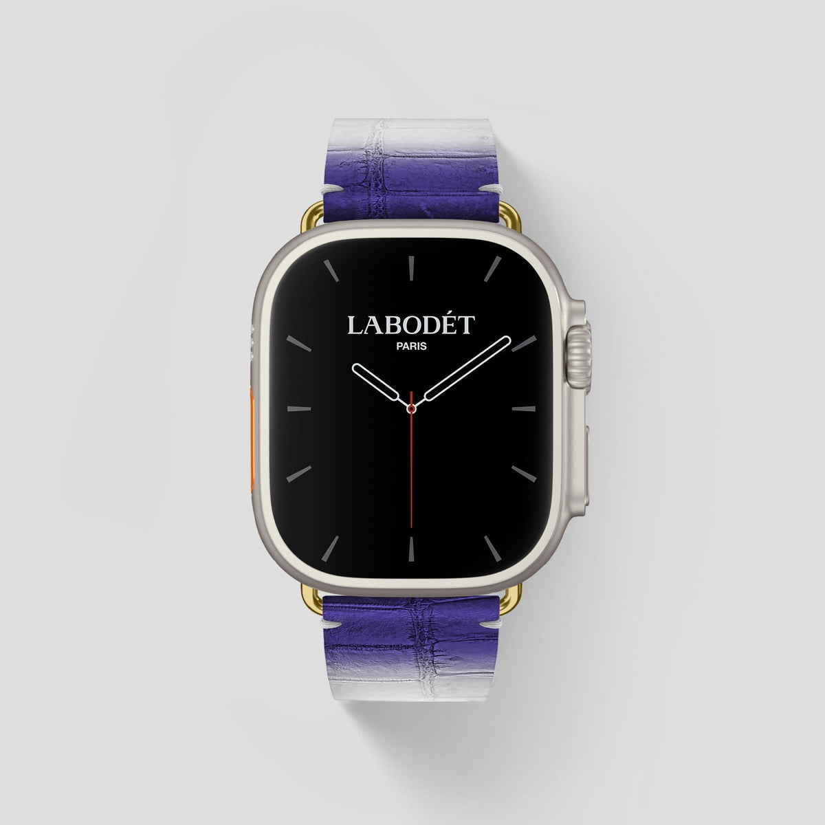 Purple Apple Watch Ultra Classic Strap Himalayan Crocodile with Gold Metal -1 | Purple-Gold