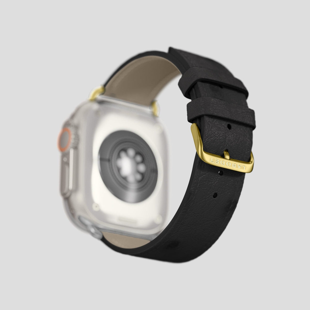 Black Apple Watch 49mm Ultra Classic Strap Ostrich with Gold Metal -4 | Black-Gold