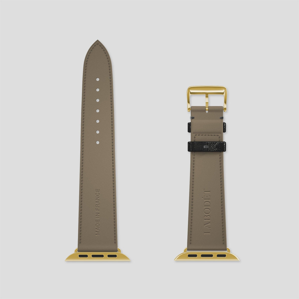 Black Apple Watch 49mm Ultra Classic Strap Ostrich with Gold Metal -6 | Black-Gold