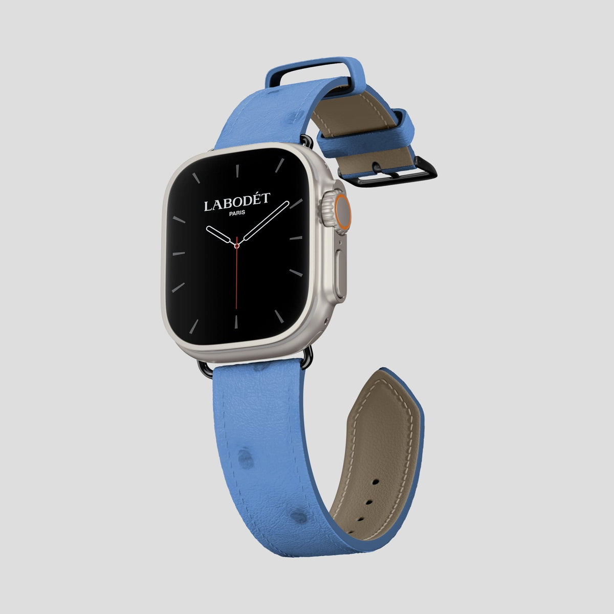 Blue-Jeans Apple Watch 49mm Ultra Classic Strap Ostrich with Black Metal -3 | Blue-Jeans-Black