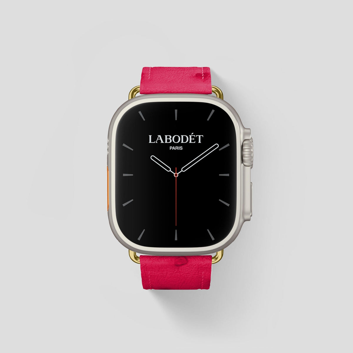 Bordeaux Apple Watch 49mm Ultra Classic Strap Ostrich with Gold Metal -1 | Bordeaux-Gold