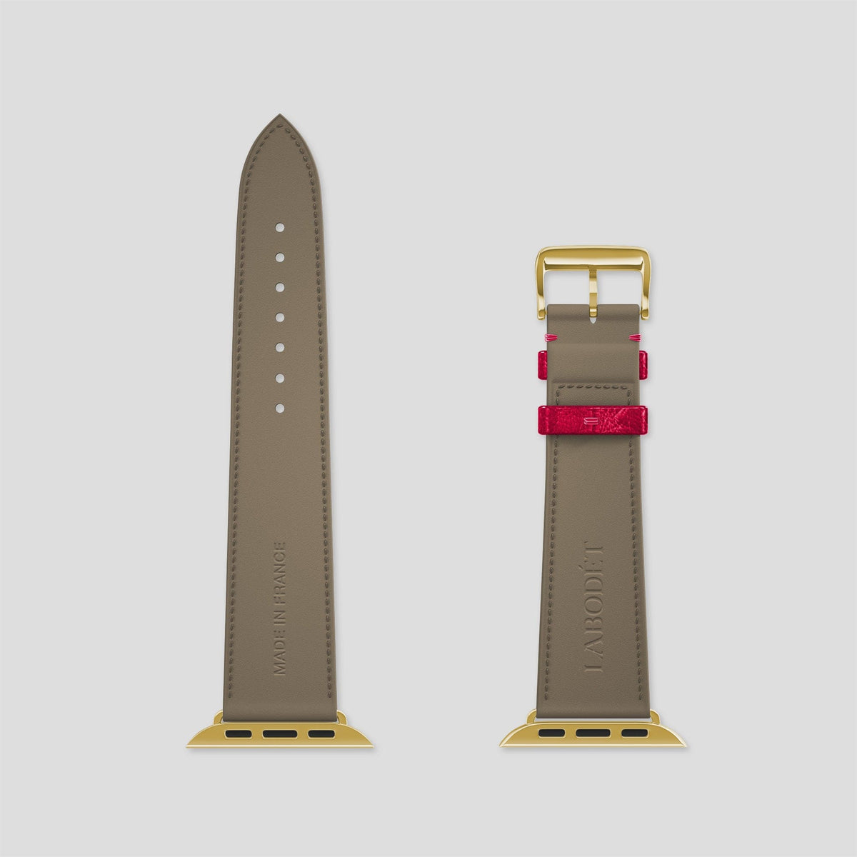Bordeaux Apple Watch 49mm Ultra Classic Strap Ostrich with Gold Metal -6 | Bordeaux-Gold