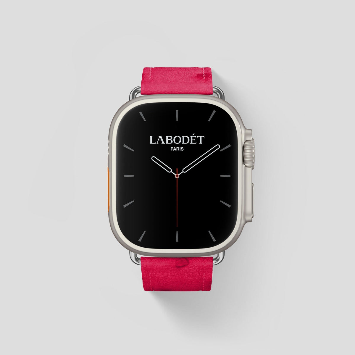 Bordeaux Apple Watch 49mm Ultra Classic Strap Ostrich with Steel Metal -1 | Bordeaux-Steel