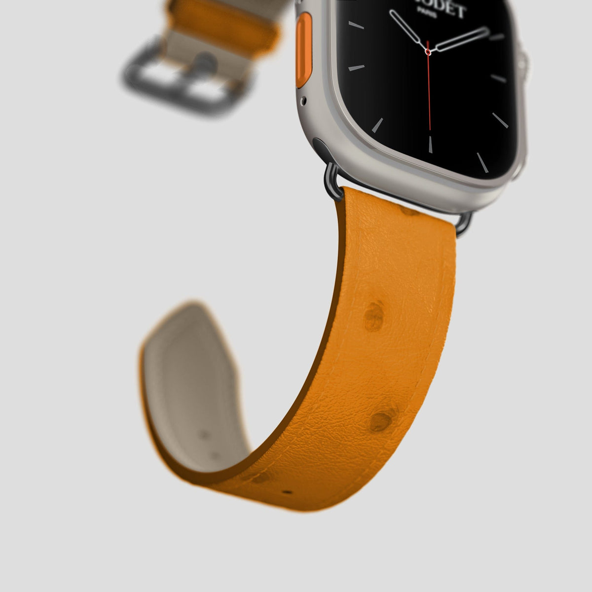 Chestnut Apple Watch 49mm Ultra Classic Strap Ostrich with Black Metal -5 | Chestnut-Black