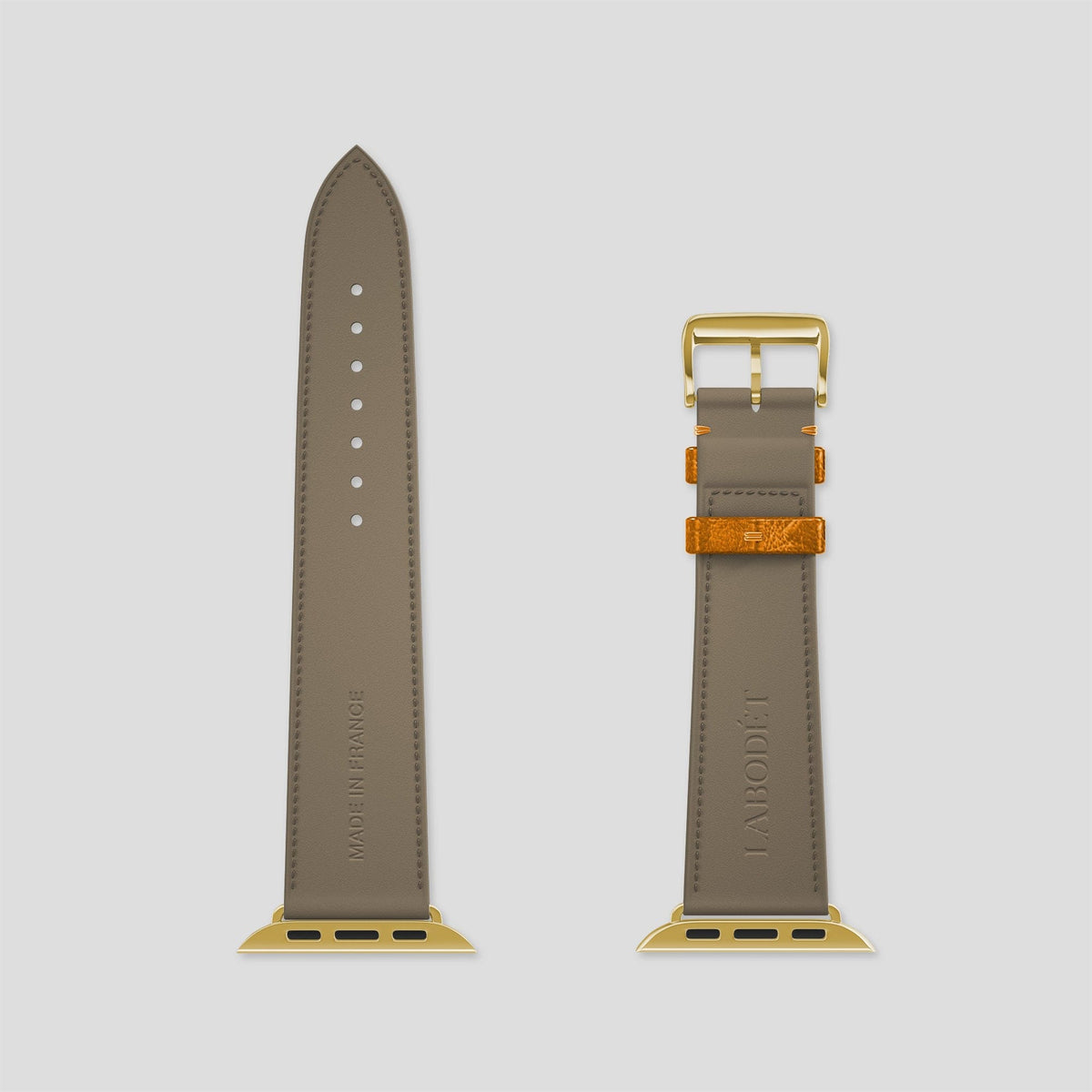 Chestnut Apple Watch 49mm Ultra Classic Strap Ostrich with Gold Metal -6 | Chestnut-Gold
