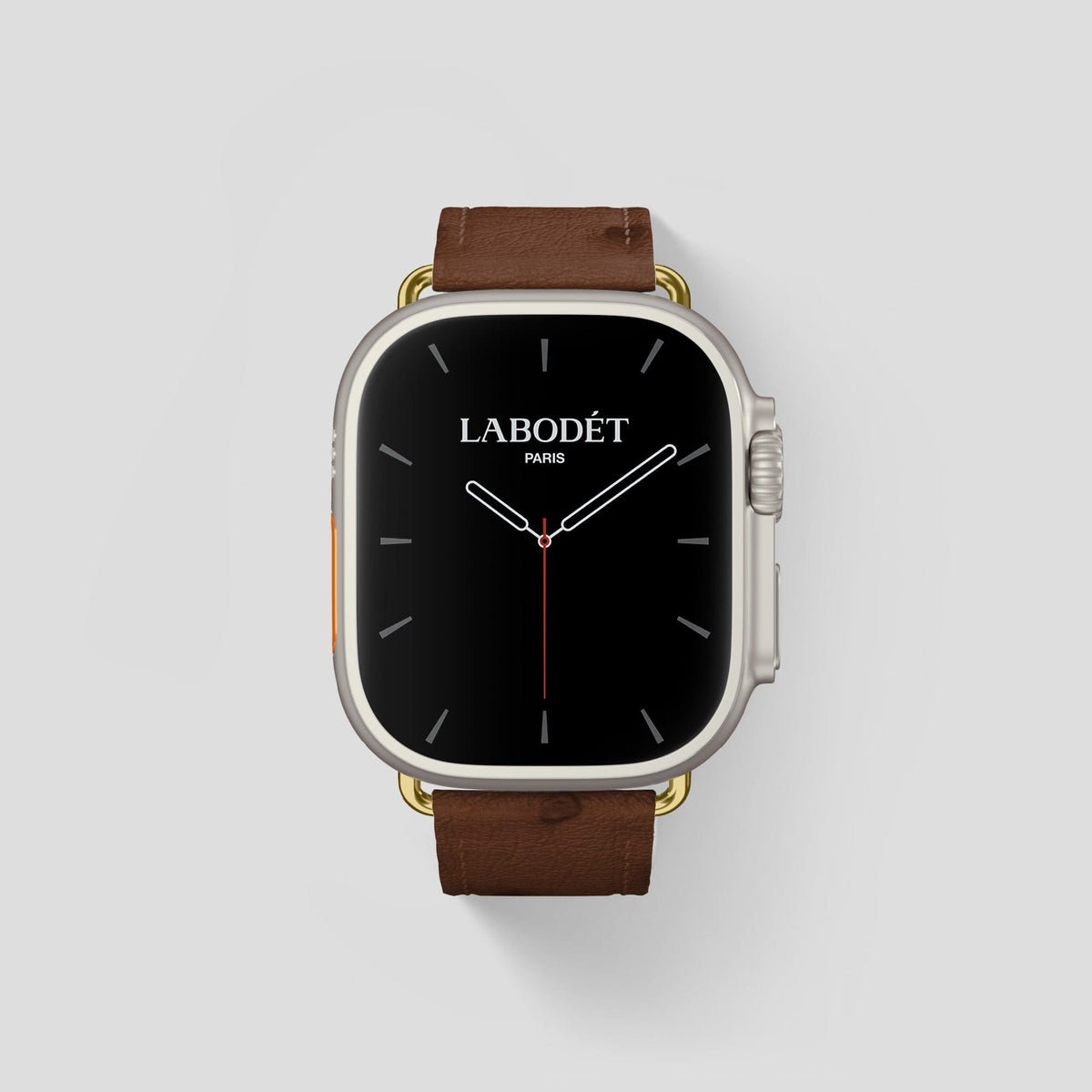 Chocolate Apple Watch 49mm Ultra Classic Strap Ostrich with Gold Metal -1 | Chocolate-Gold