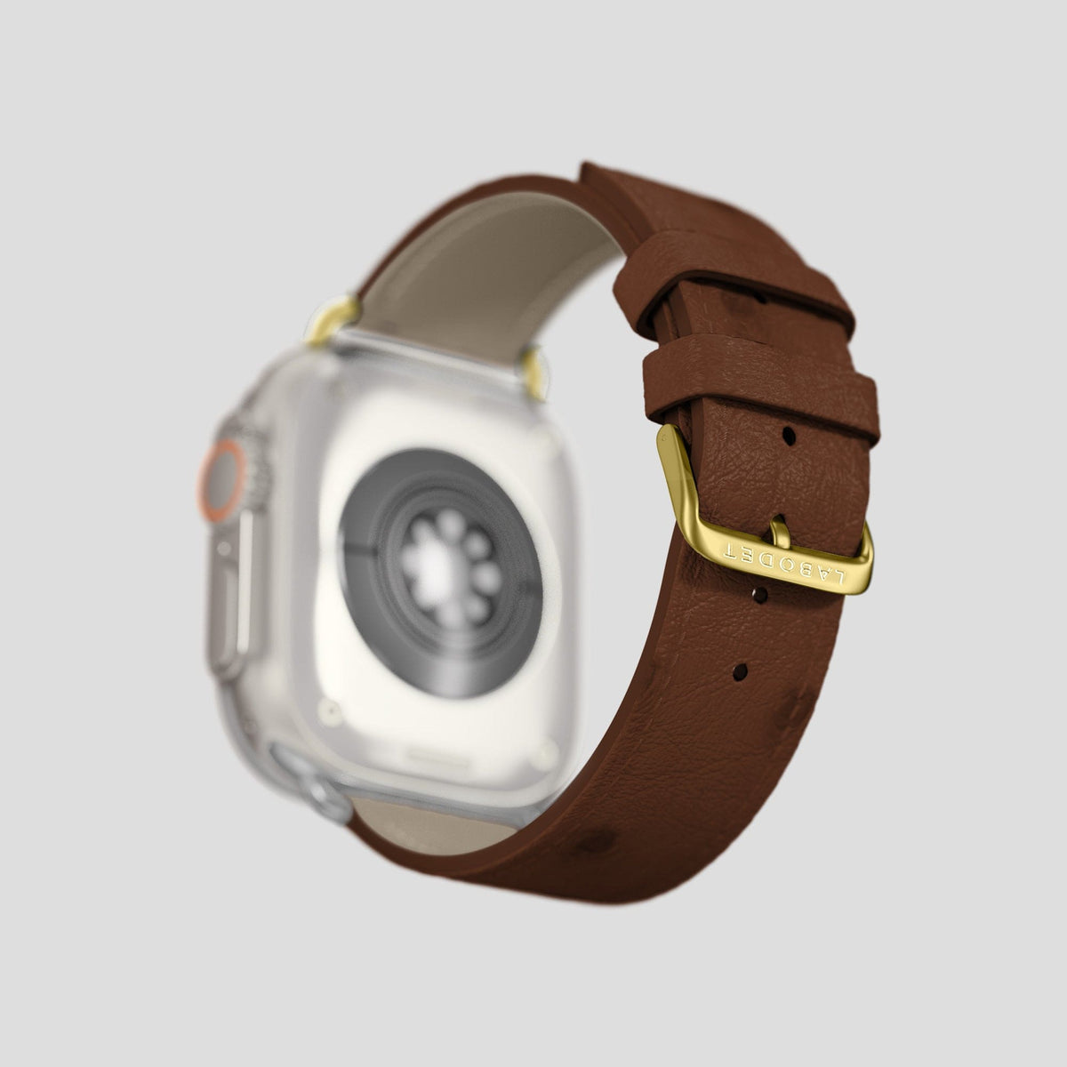 Chocolate Apple Watch 49mm Ultra Classic Strap Ostrich with Gold Metal -4 | Chocolate-Gold