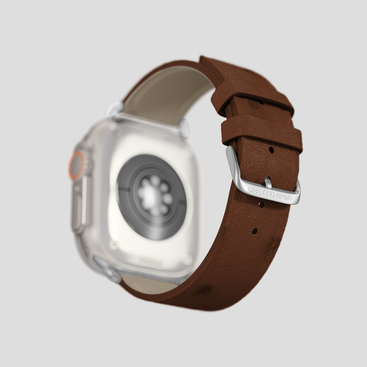 Chocolate Apple Watch 49mm Ultra Classic Strap Ostrich with Steel Metal -4 | Chocolate-Steel