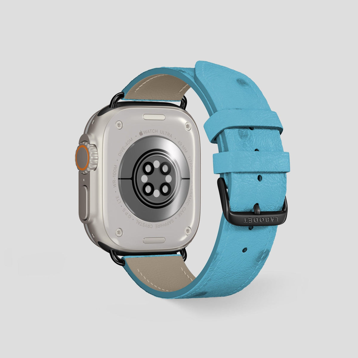 Duck-Blue Apple Watch 49mm Ultra Classic Strap Ostrich with Black Metal -2 | Duck-Blue-Black