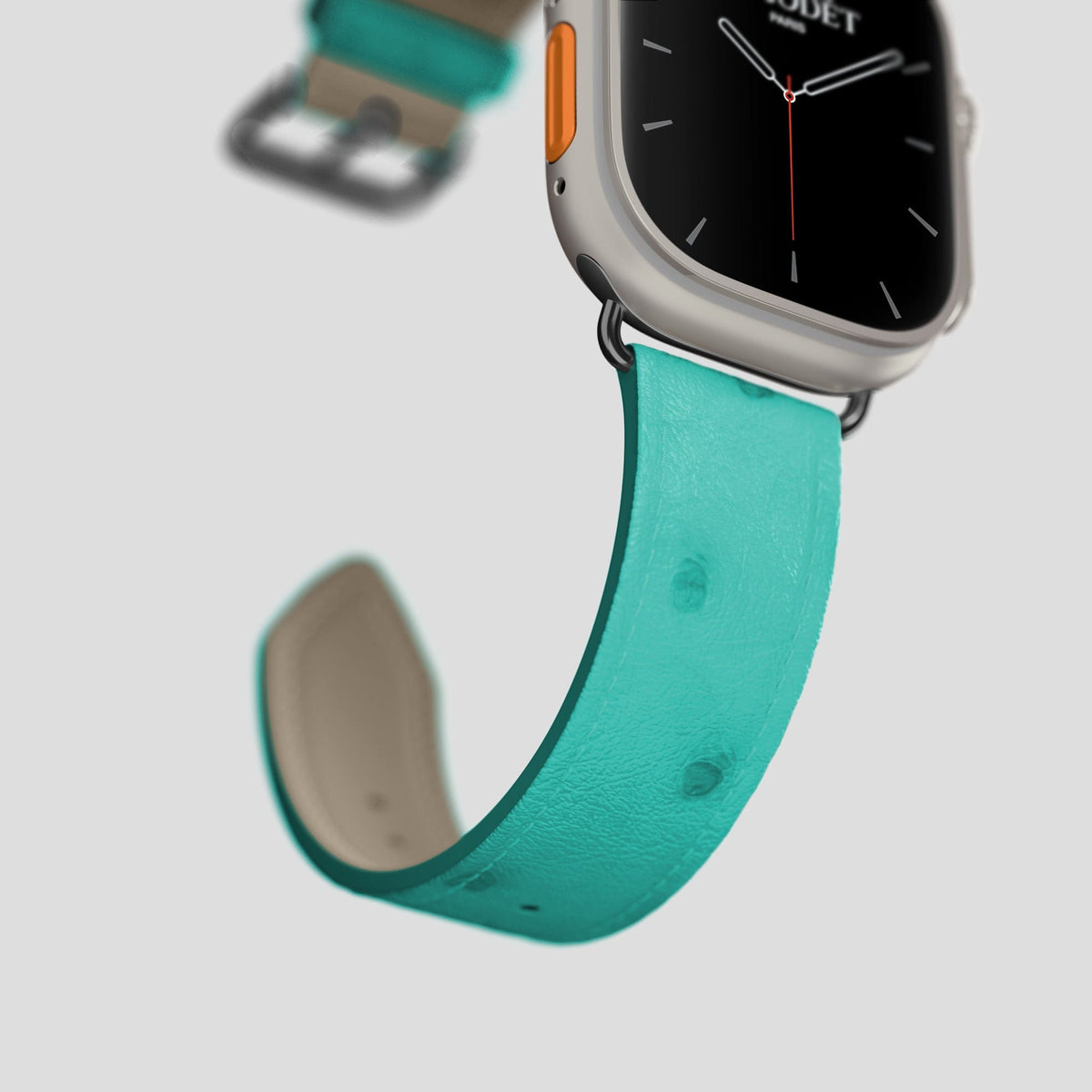 Turquoise Apple Watch 49mm Ultra Classic Strap Ostrich with Black Metal -5 | Turquoise-Black