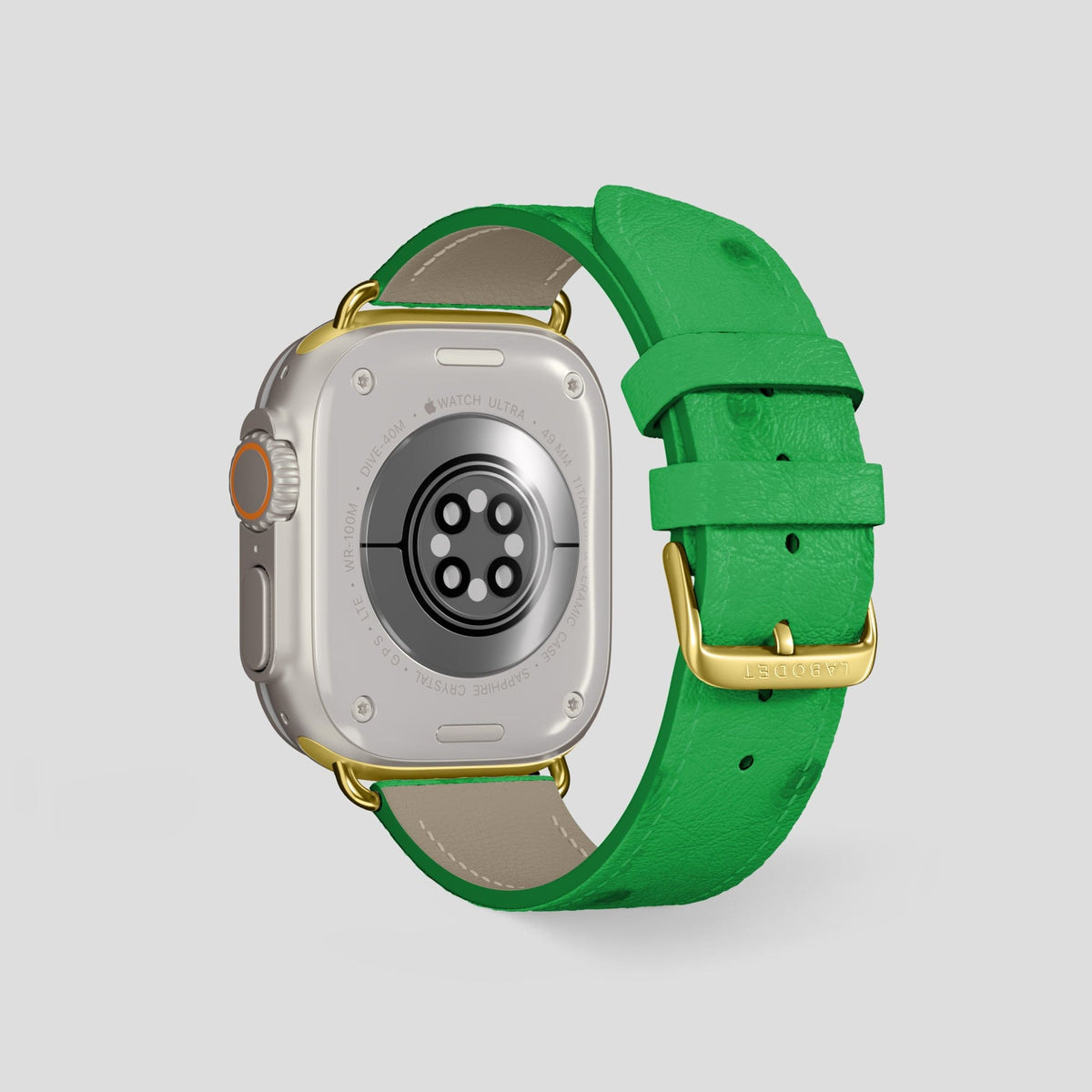 Kentucky Green Apple Watch 49mm Ultra Classic Strap Ostrich with Gold Metal -2 | Kentucky-Green-Gold