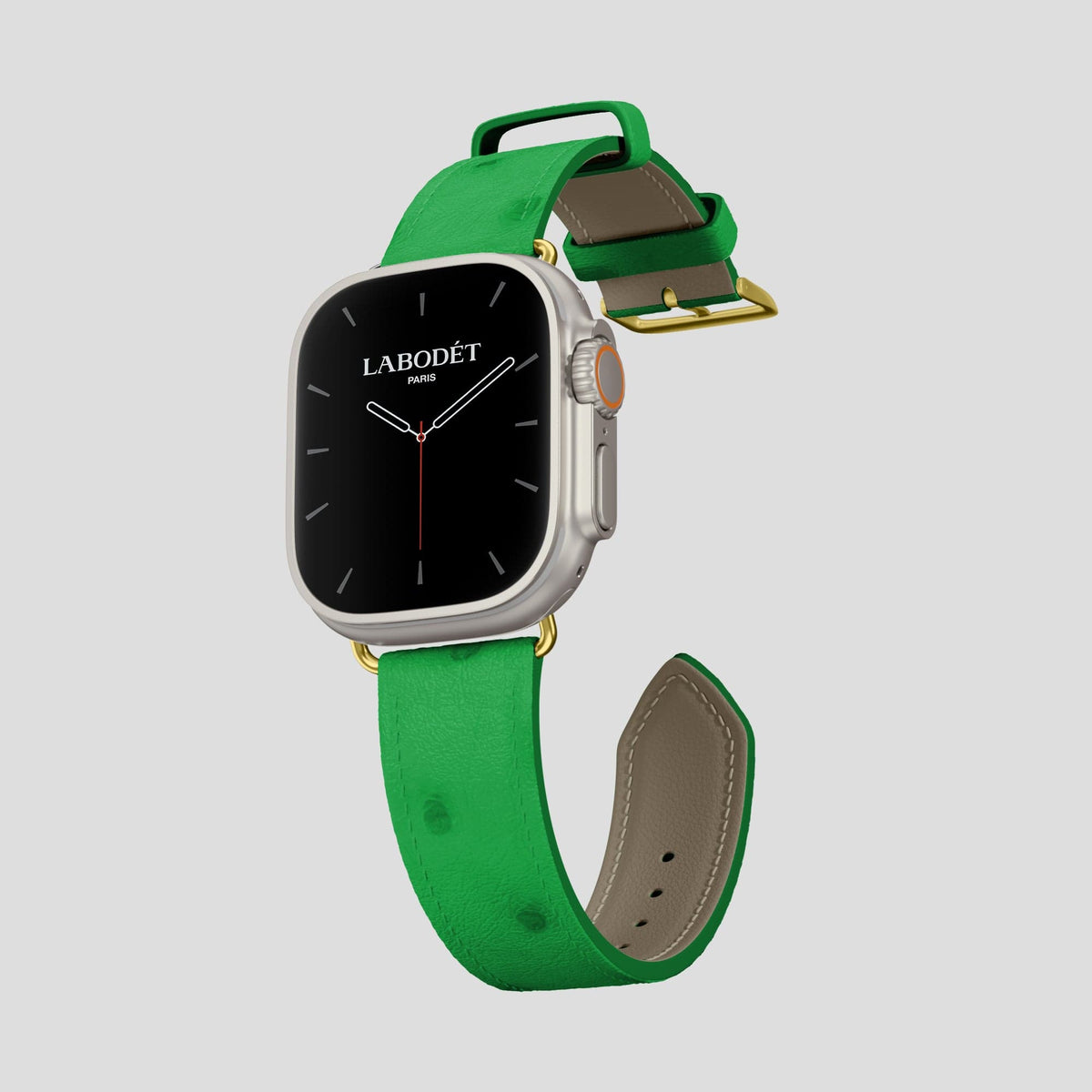 Kentucky Green Apple Watch 49mm Ultra Classic Strap Ostrich with Gold Metal -3 | Kentucky-Green-Gold