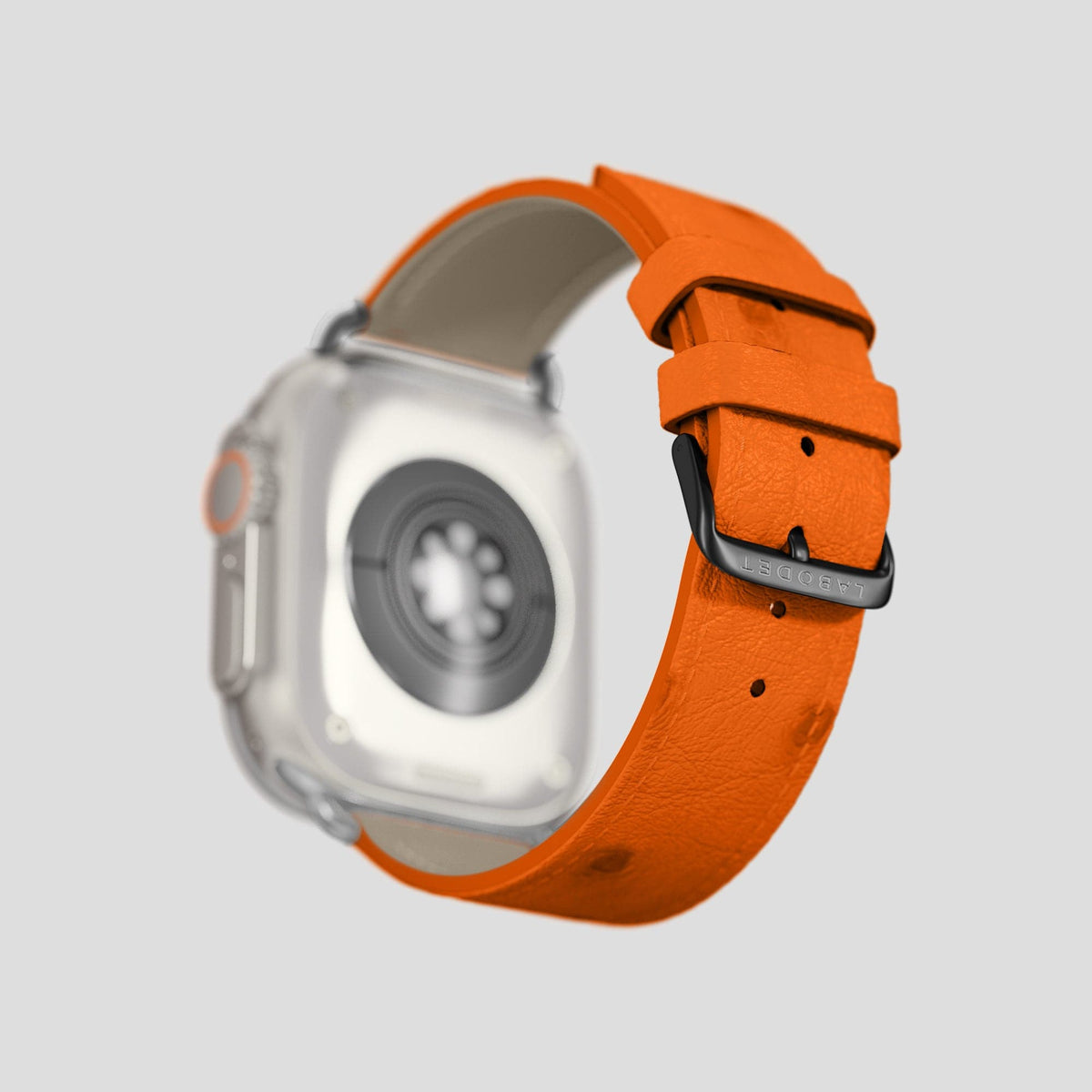 Orange Apple Watch 49mm Ultra Classic Strap Ostrich with Black Metal -4 | Orange-Black