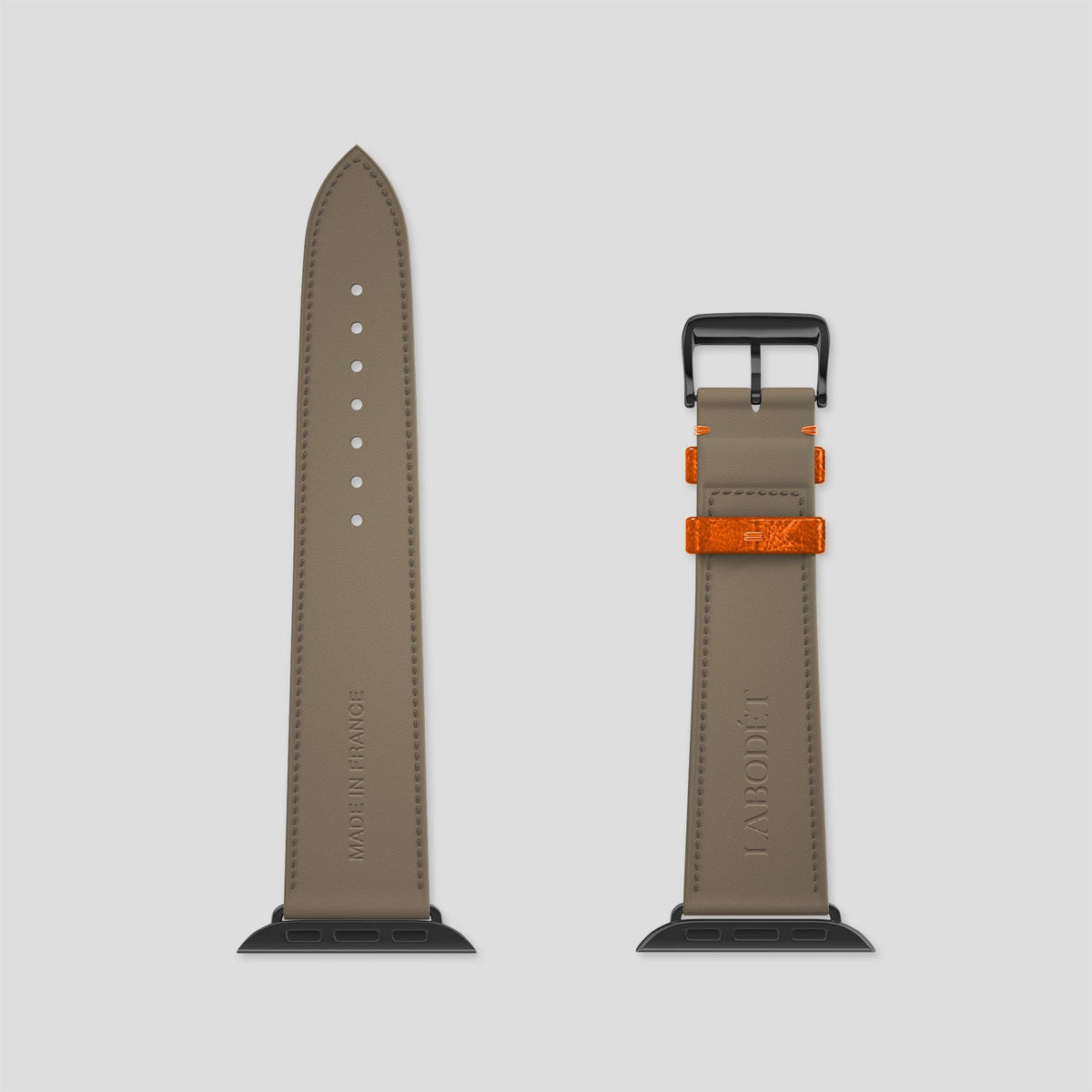 Orange Apple Watch 49mm Ultra Classic Strap Ostrich with Black Metal -6 | Orange-Black