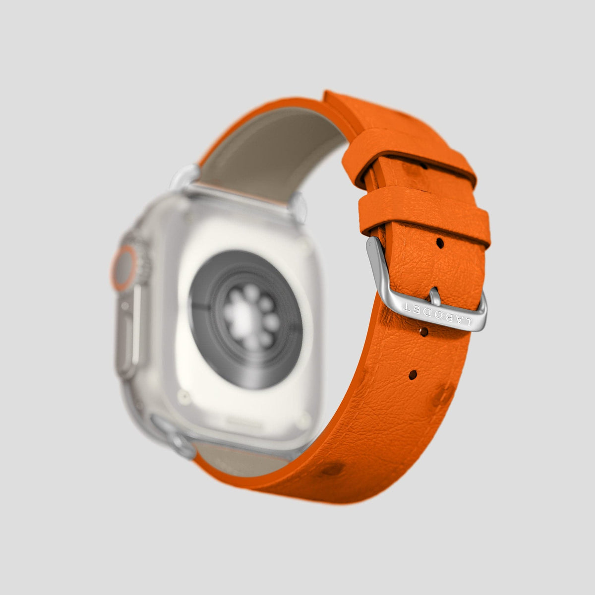 Orange Apple Watch 49mm Ultra Classic Strap Ostrich with Steel Metal -4 | Orange-Steel