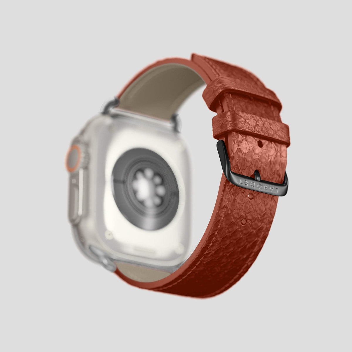 Medium-Brown Apple Watch 49mm Ultra Classic Strap In Python with Black Metal -5 | Medium-Brown-Black