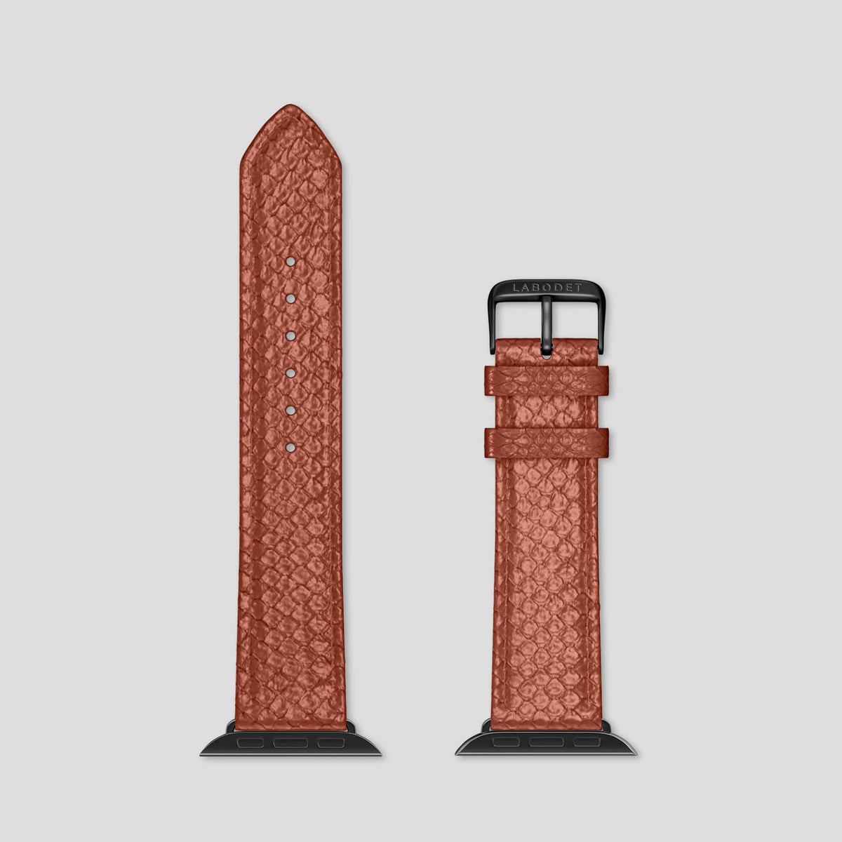 Medium-Brown Apple Watch 49mm Ultra Classic Strap In Python with Black Metal -6 | Medium-Brown-Black
