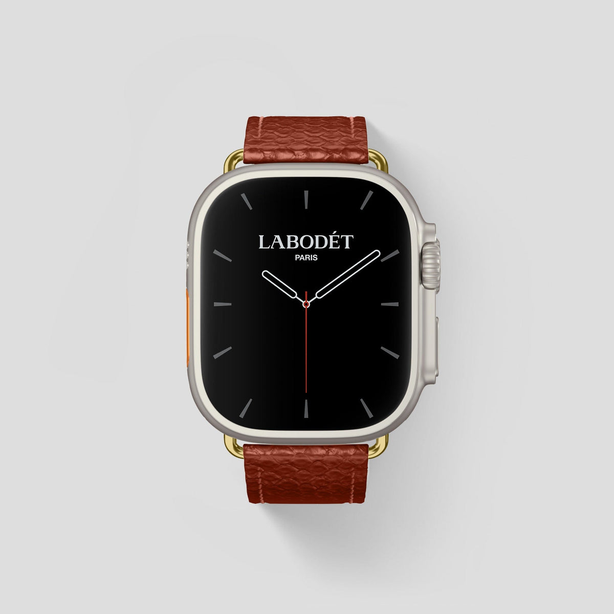 Medium-Brown Apple Watch 49mm Ultra Classic Strap In Python with Gold Metal -1 | Medium-Brown-Gold