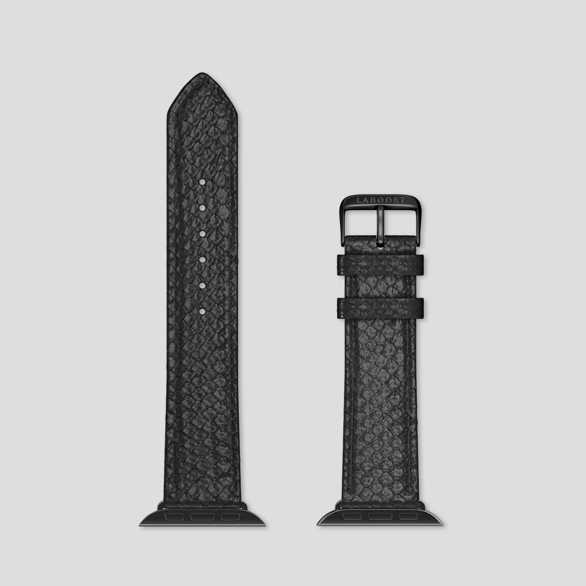 Black Apple Watch 49mm Ultra Classic Strap In Python with Black Metal -6 | Black-Black