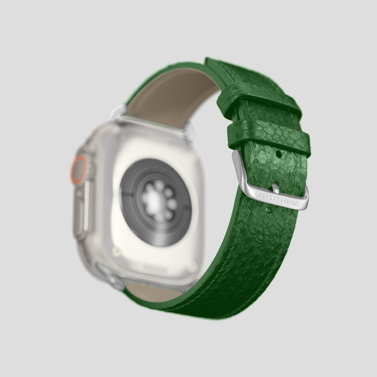Green Apple Watch 49mm Ultra Classic Strap In Python with Steel Metal -5 | Green-Steel