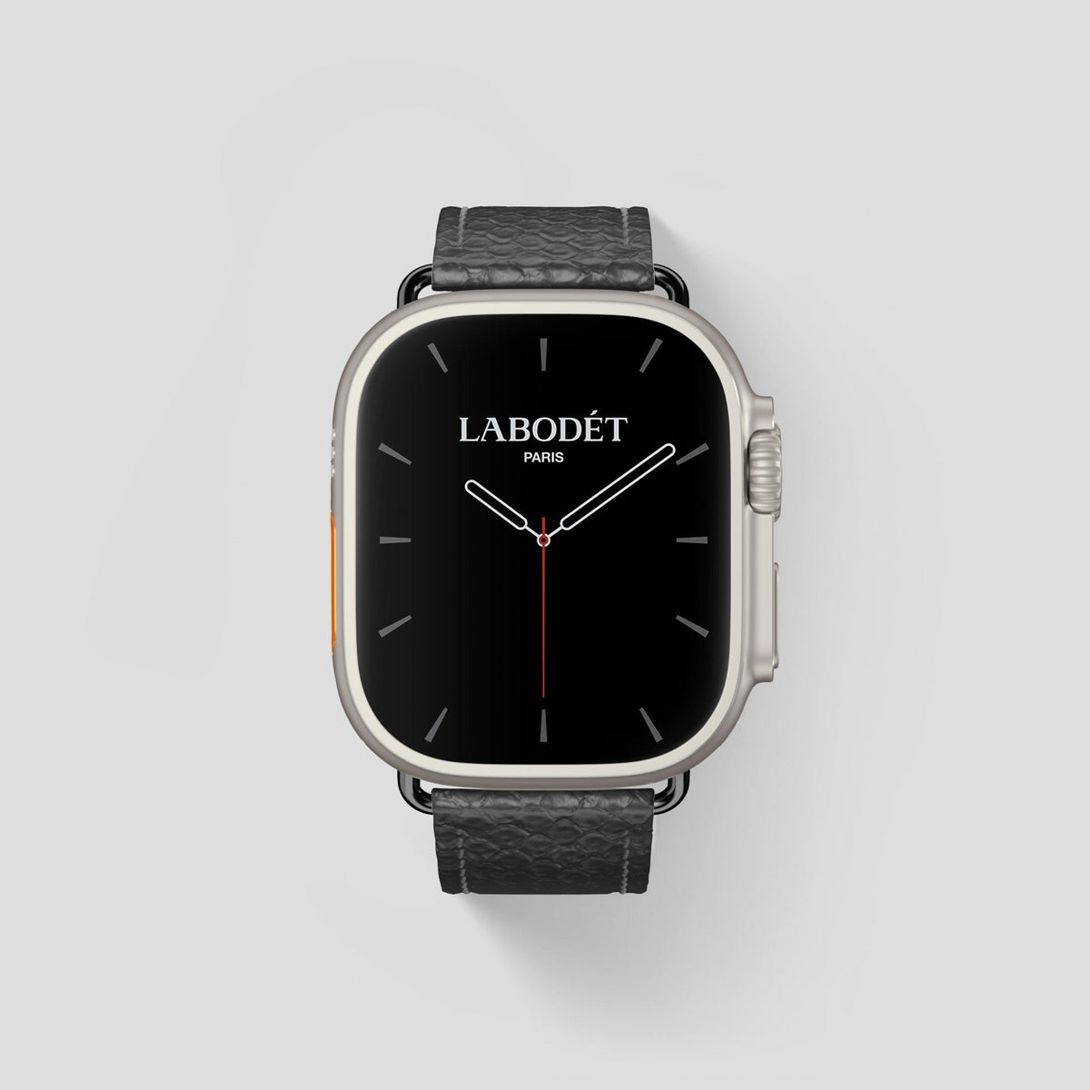 Grey Apple Watch 49mm Ultra Classic Strap In Python with Black Metal -1 | Grey-Black