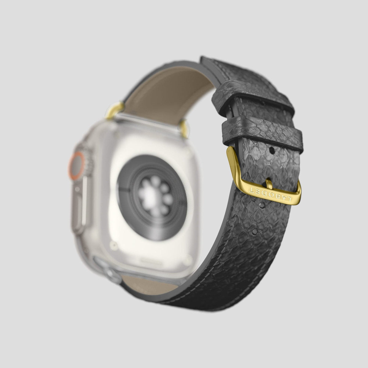 Grey Apple Watch 49mm Ultra Classic Strap In Python with Gold Metal -5 | Grey-Gold