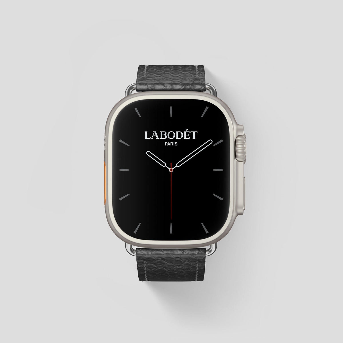 Grey Apple Watch 49mm Ultra Classic Strap In Python with Steel Metal -1 | Grey-Steel