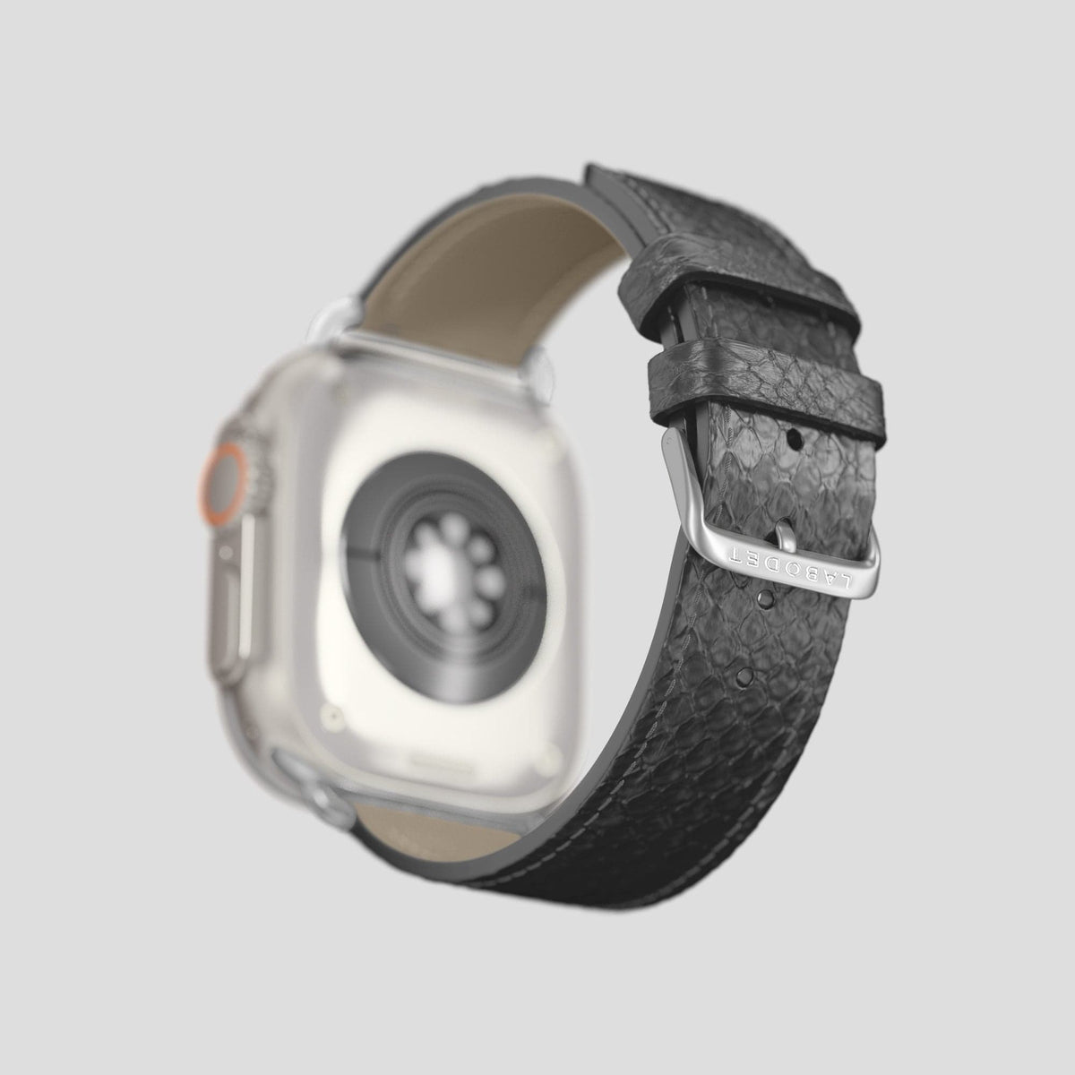 Grey Apple Watch 49mm Ultra Classic Strap In Python with Steel Metal -5 | Grey-Steel