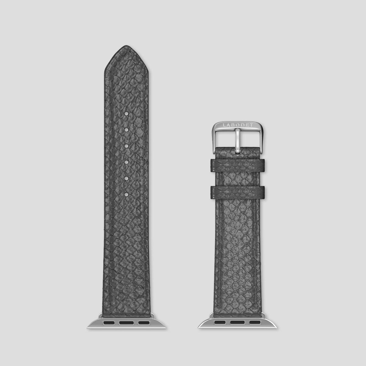 Grey Apple Watch 49mm Ultra Classic Strap In Python with Steel Metal -6 | Grey-Steel