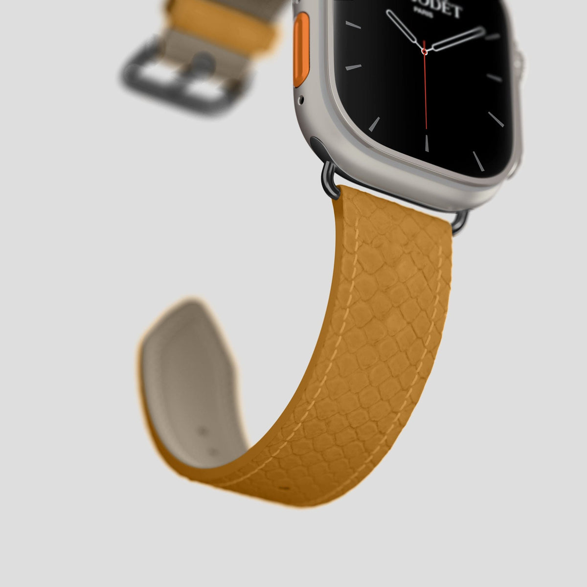Honey Apple Watch 49mm Ultra Classic Strap In Python with Black Metal -4 | Honey-Black