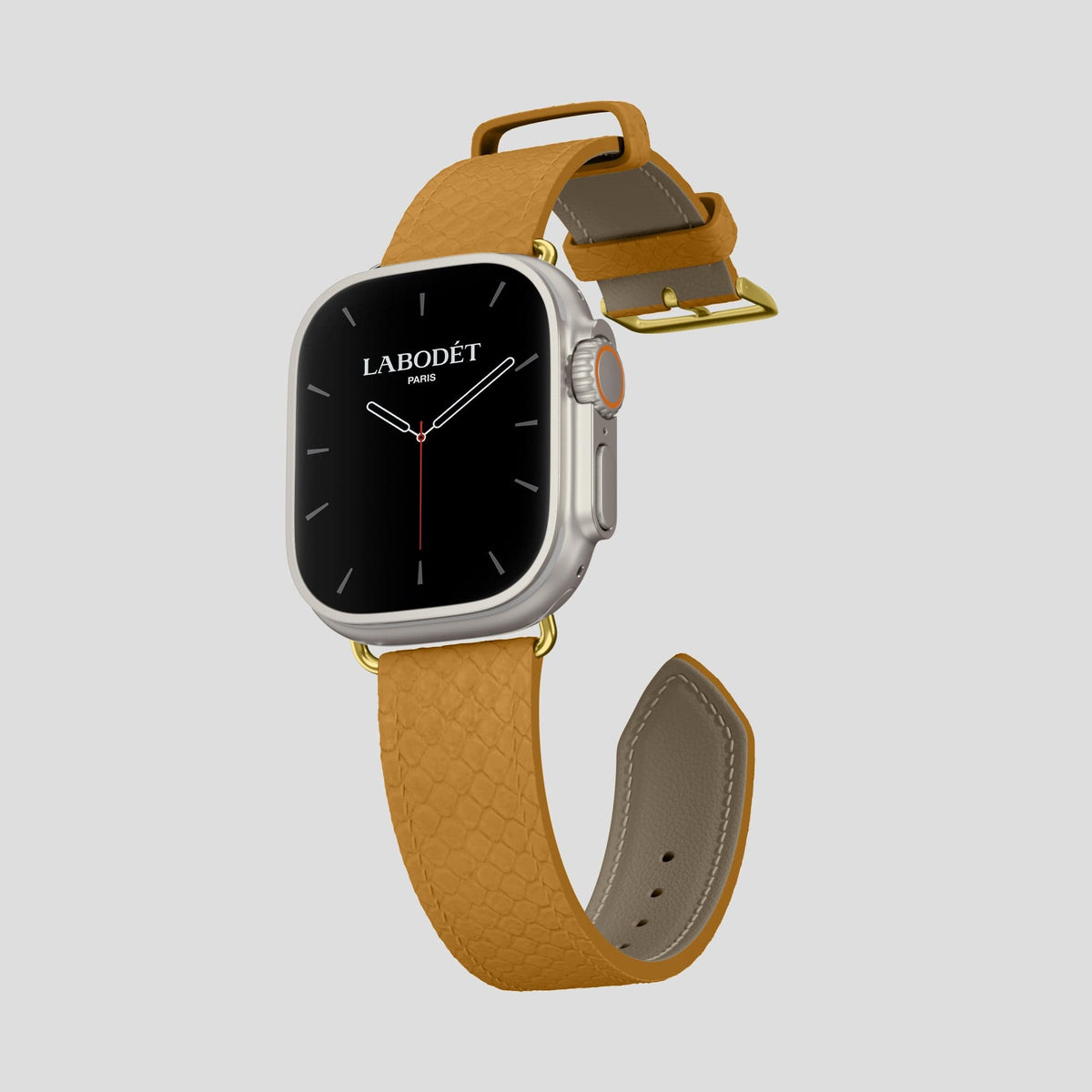 Honey Apple Watch 49mm Ultra Classic Strap In Python with Gold Metal -3 | Honey-Gold