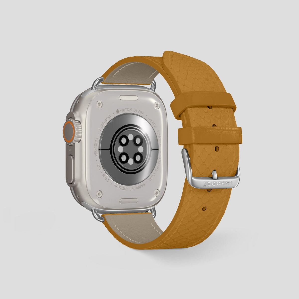 Honey Apple Watch 49mm Ultra Classic Strap In Python with Steel Metal -2 | Honey-Steel