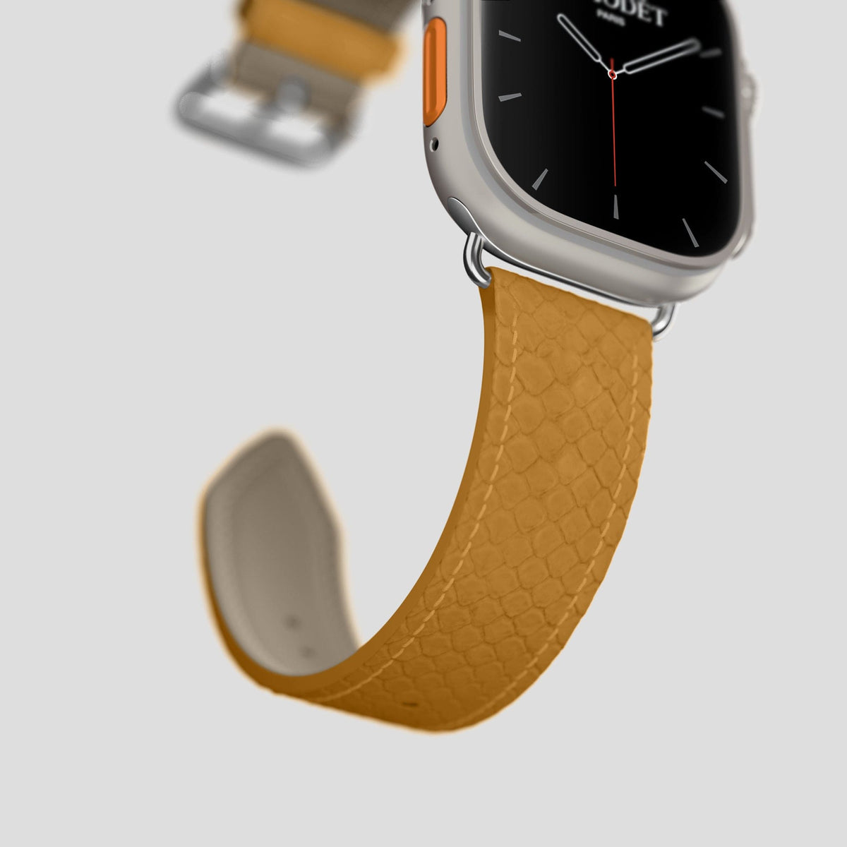 Honey Apple Watch 49mm Ultra Classic Strap In Python with Steel Metal -4 | Honey-Steel