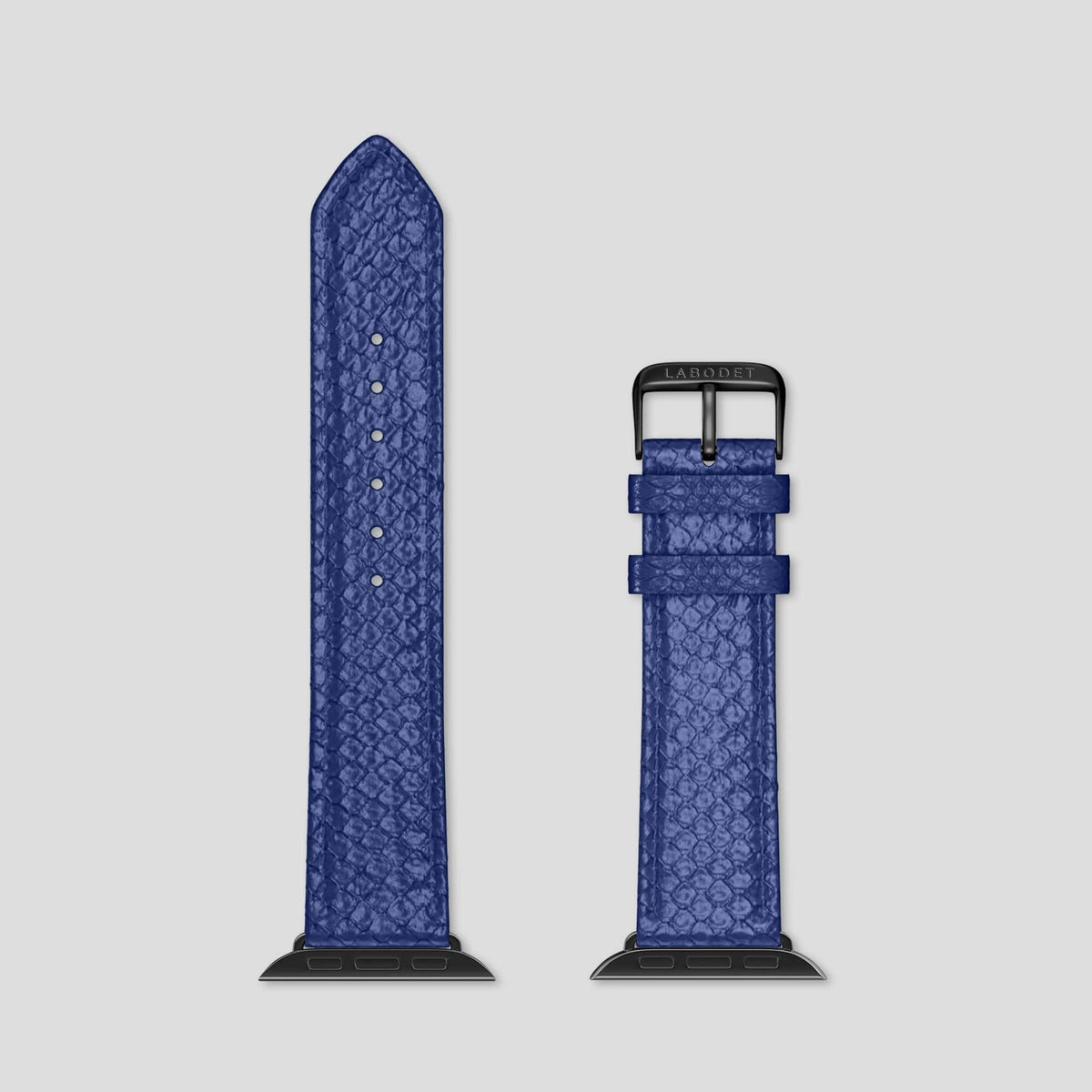 Royal Blue Apple Watch 49mm Ultra Classic Strap In Python with Black Metal -6 | Royal-Blue-Black