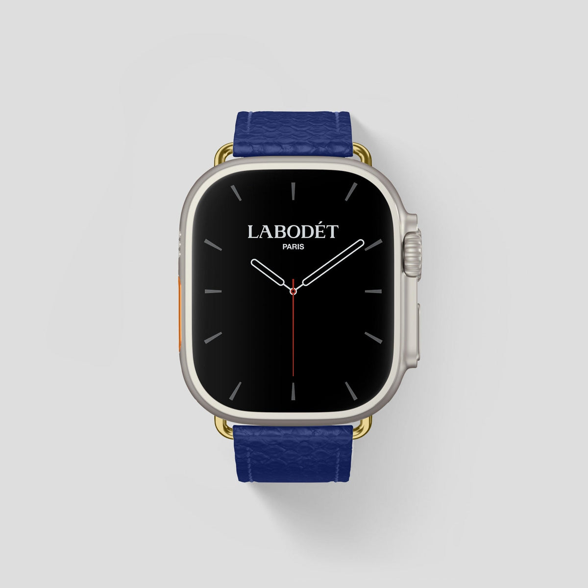 Royal Blue Apple Watch 49mm Ultra Classic Strap In Python with Gold Metal -1 | Royal-Blue-Gold