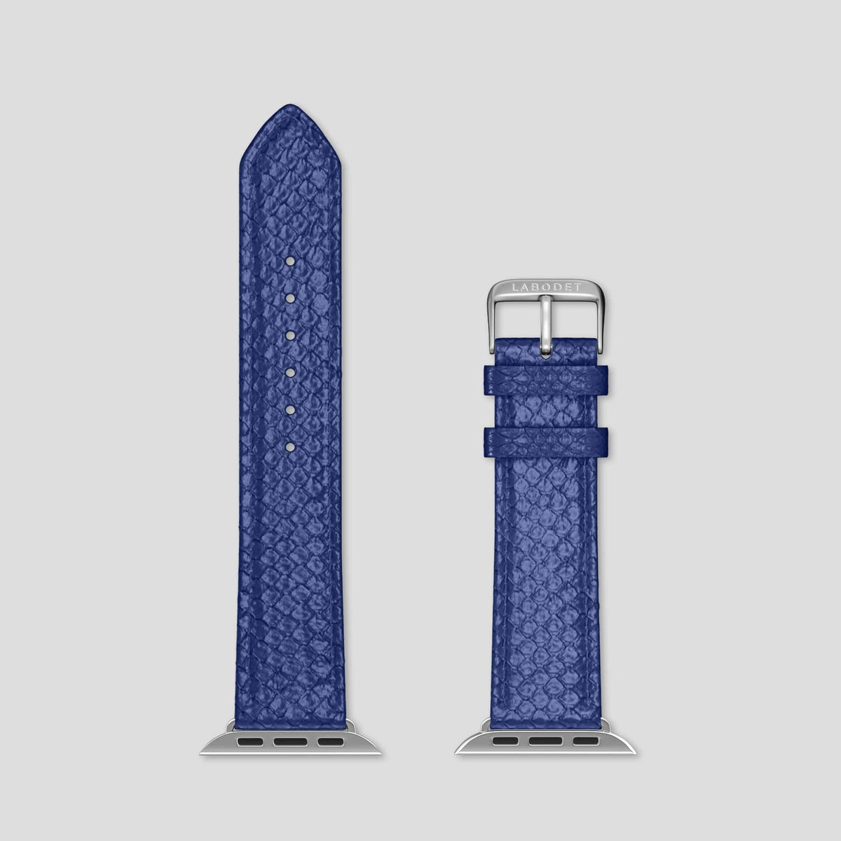 Royal Blue Apple Watch 49mm Ultra Classic Strap In Python with Steel Metal -6 | Royal-Blue-Steel