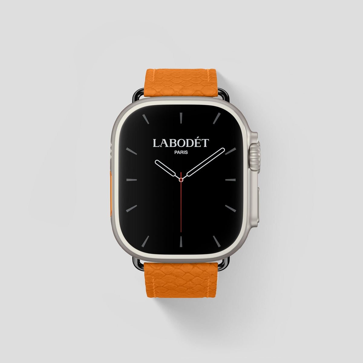 Orange Apple Watch 49mm Ultra Classic Strap In Python with Black Metal -1 | Orange-Black