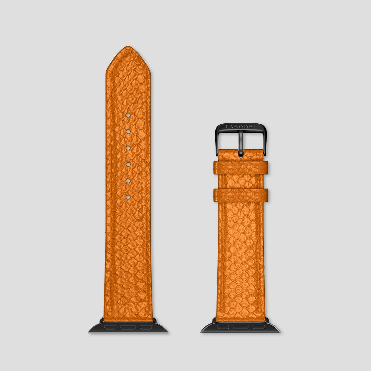 Orange Apple Watch 49mm Ultra Classic Strap In Python with Black Metal -6 | Orange-Black