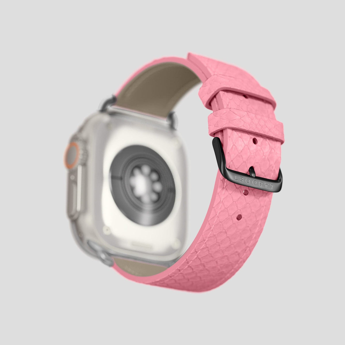 Pink Apple Watch 49mm Ultra Classic Strap In Python with Black Metal -5 | Pink-Black