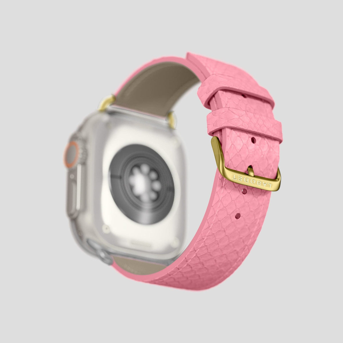 Pink Apple Watch 49mm Ultra Classic Strap In Python with Gold Metal -5 | Pink-Gold
