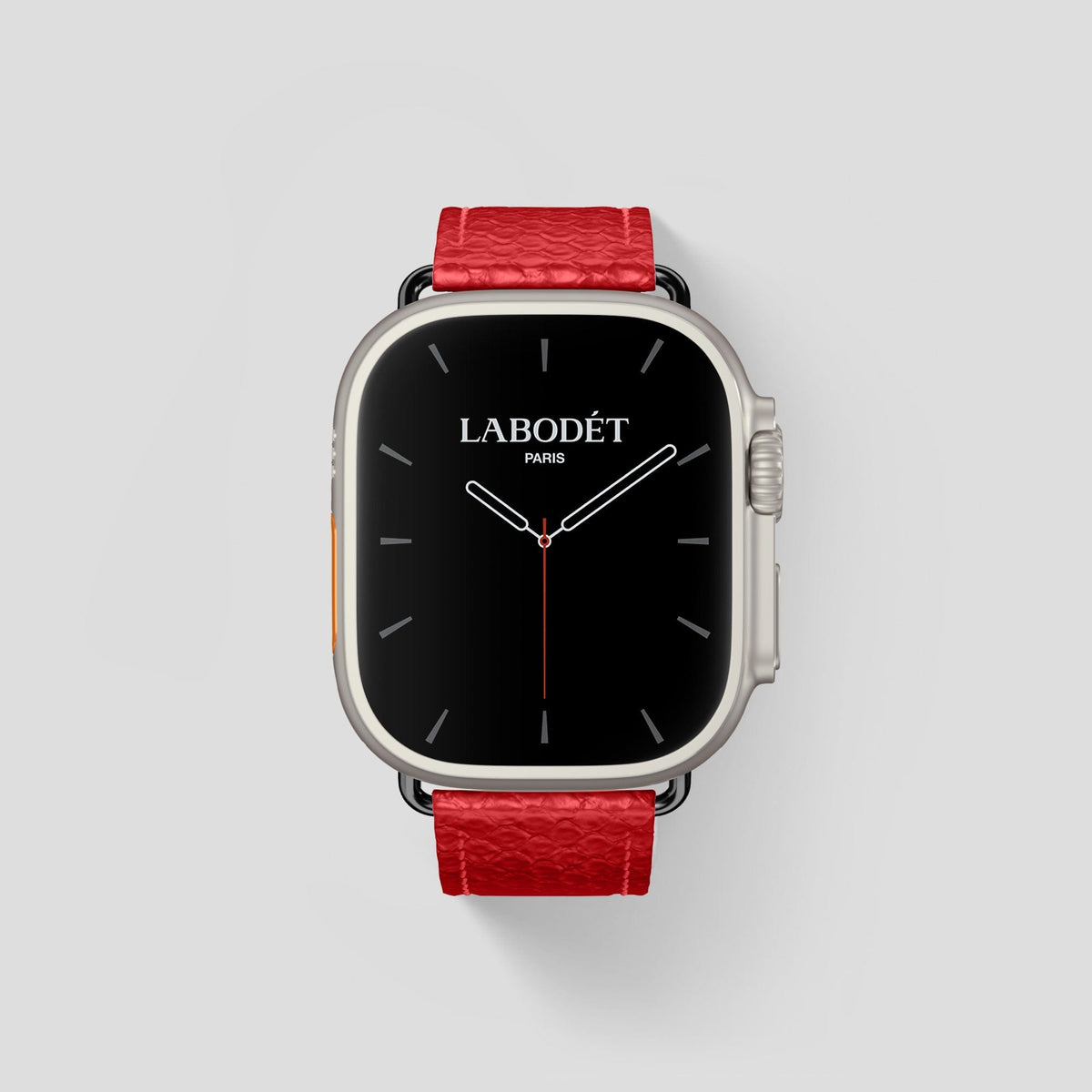 Red Apple Watch 49mm Ultra Classic Strap In Python with Black Metal -1 | Red-Black