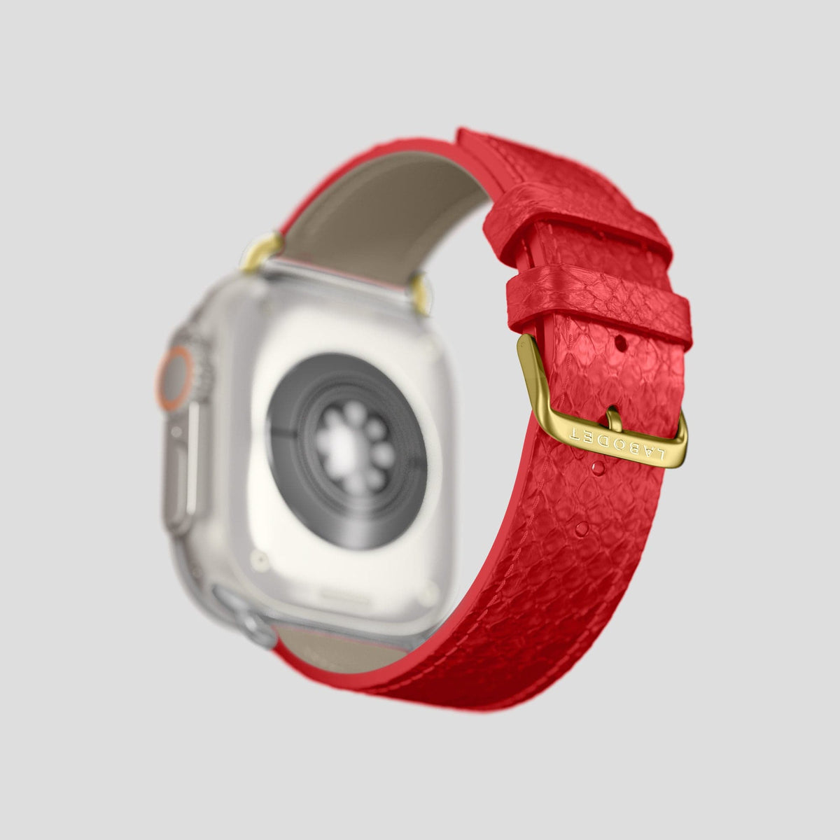 Red Apple Watch 49mm Ultra Classic Strap In Python with Gold Metal -5 | Red-Gold