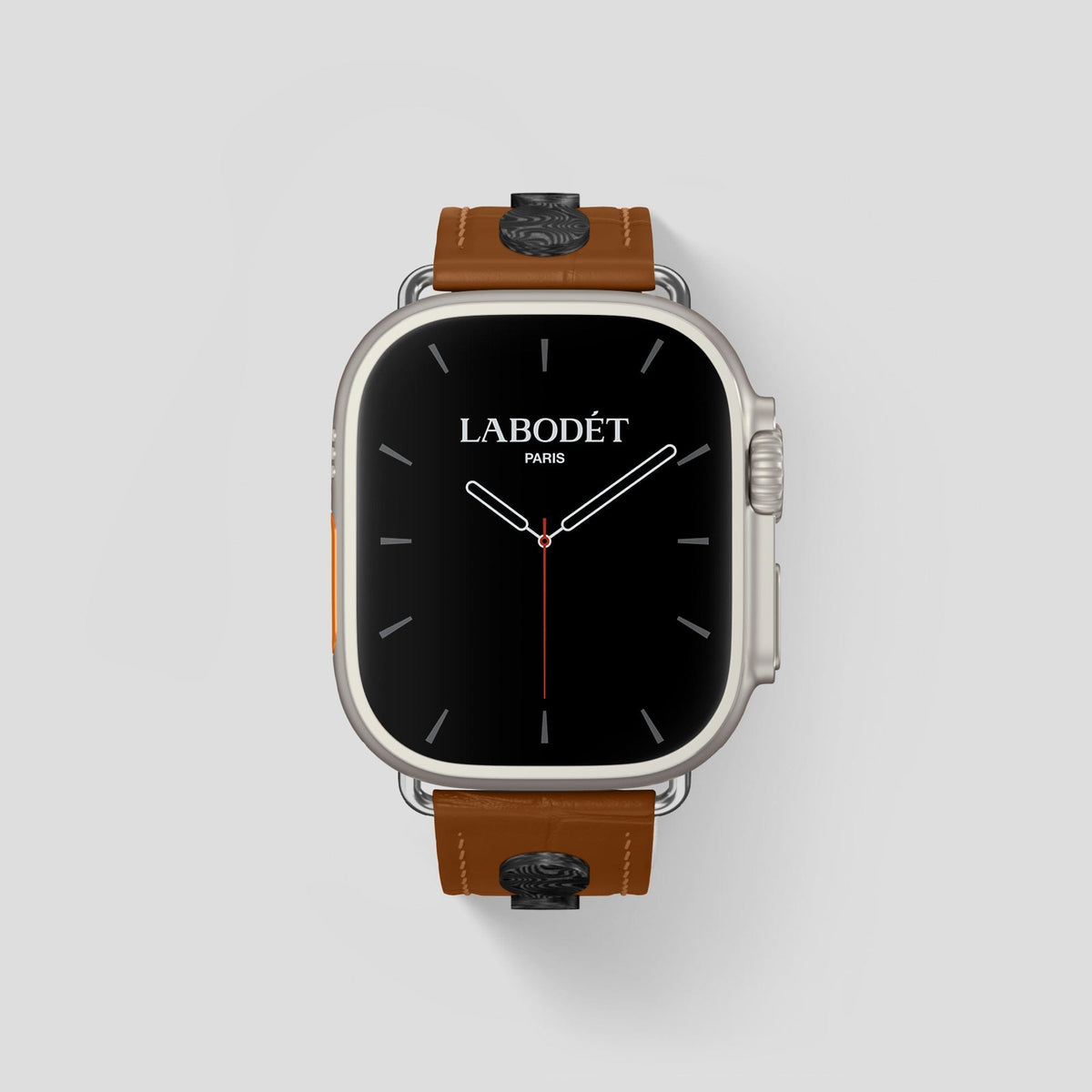 Honey Apple Watch Ultra Classic Strap with Carbon Circlet Alligator with Steel Metal -2 | Honey-Steel
