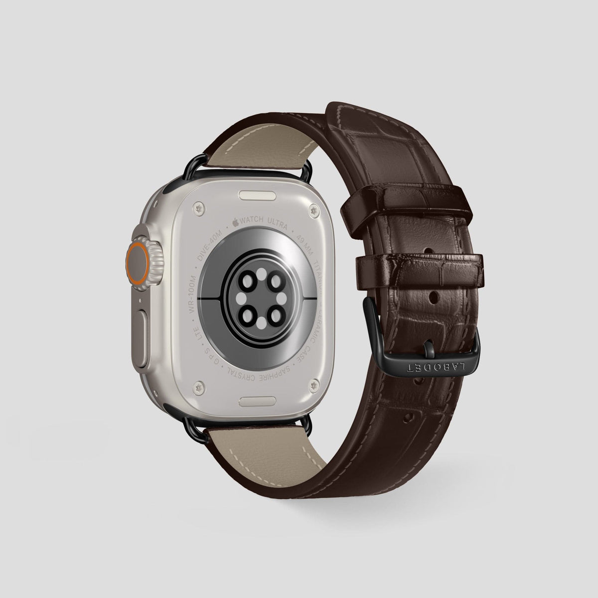 Dark Brown Apple Watch Ultra Classic Strap with Carbon Skull Alligator with Black Metal -3 | Dark-Brown-Black