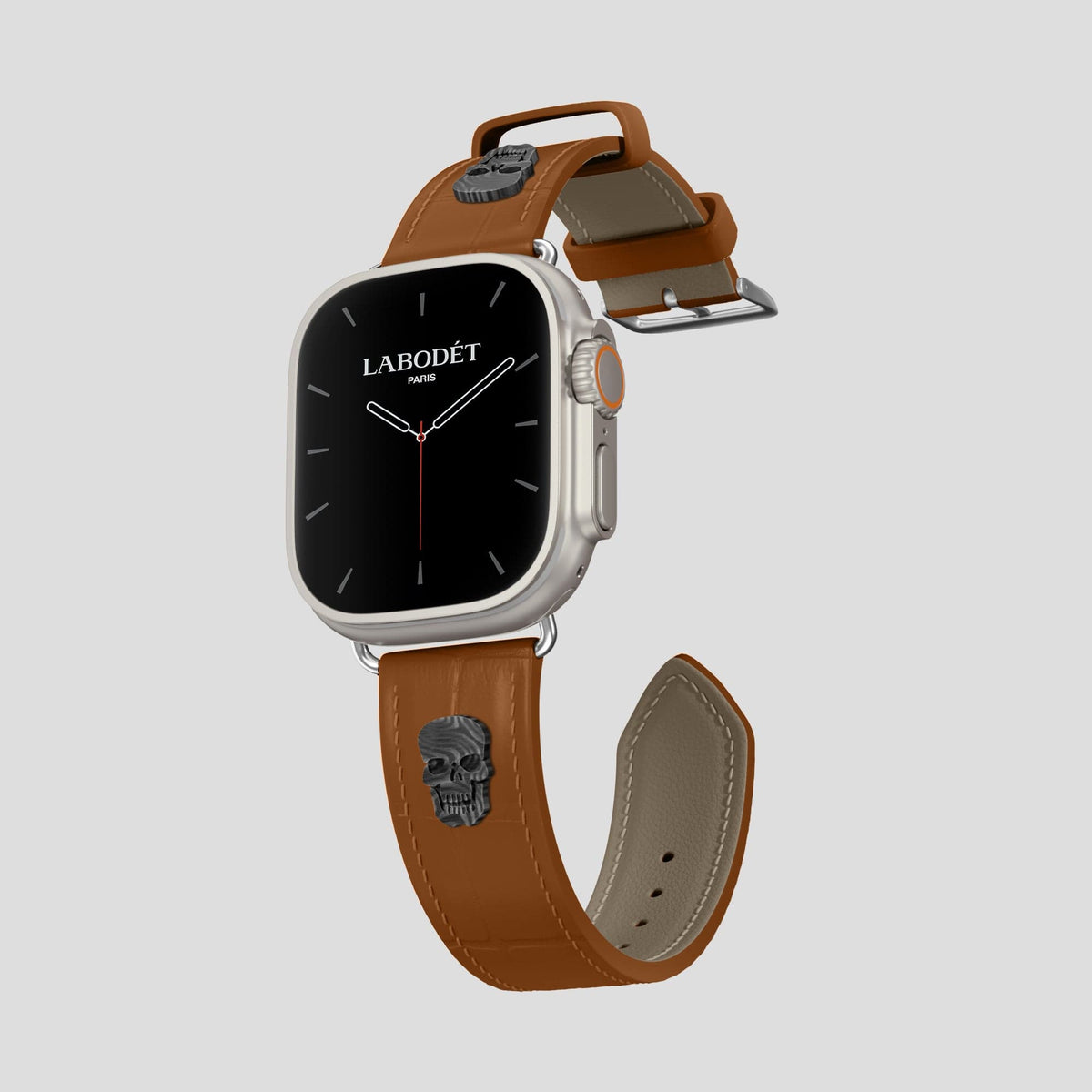 Honey Apple Watch Ultra Classic Strap with Carbon Skull Alligator with Steel Metal -1 | Honey-Steel