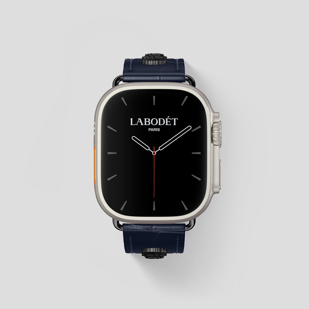 Navy Blue Apple Watch Ultra Classic Strap with Carbon Skull Alligator with Black Metal -2 | Navy-Blue-Black