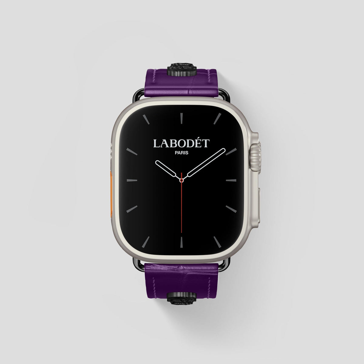 Purple Apple Watch Ultra Classic Strap with Carbon Skull Alligator with Black Metal -2 | Purple-Black